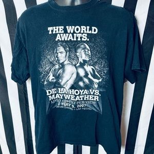 De La Hoya vs. Mayweather “The World Awaits” Media Tour 2007 T-shirt